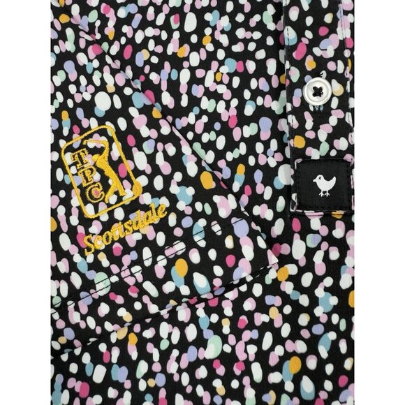Bad Birdie Mens Polo Shirt Sz XL Scottsdale National Golf Performance Dot Print - Picture 6 of 11